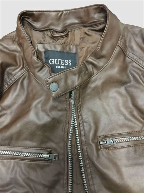 guess men's brown fake leather jacket problems